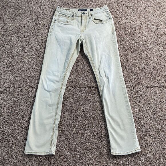 BKE Jake Jeans Mens 32/32 Tan Khaki Slim Straight Cotton Stretch Preppy School - Picture 1 of 10